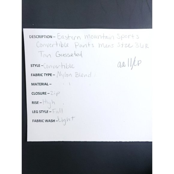 Eastern Mountain Sports Convertible Pants Men's Size 36R Tan Gusseted - Picture 6 of 7